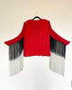 Vintage Beaded Top with Black/Grey Ombre Fringe