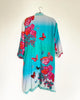 Blue and Pink Velvet Caftan with Butterfly Artwork