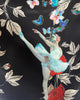 Deep Grey Silk Velvet Caftan with Swan Lake and Butterfly  Artwork