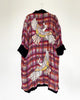 Maroon Velvet Caftan with Crane Artwork