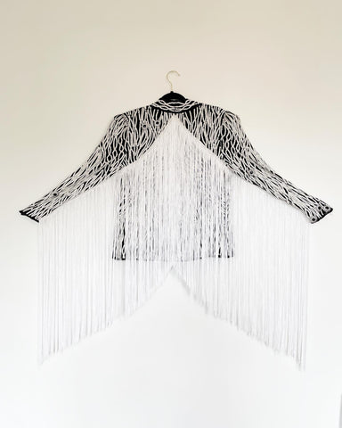 Vintage Sequin Top with White Fringe