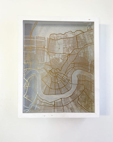 New Orleans Map Shadow Box