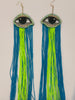 Velvet Eye Earrings with Multi Colored  Fringe and Swarovski Crystals (Multiple Color Options)
