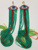 Velvet Eye Earrings with Multi Colored  Fringe and Swarovski Crystals (Multiple Color Options)