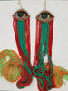 Velvet Eye Earrings with Multi Colored  Fringe and Swarovski Crystals (Multiple Color Options)