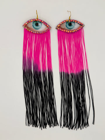 Velvet Eye Earrings with Swarovski Crystals (Multiple Color Choices)