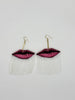 Velvet Lip Earrings with Short Fringe