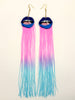 Velvet Lip Earrings with 8" Fringe (Multiple Color Options)