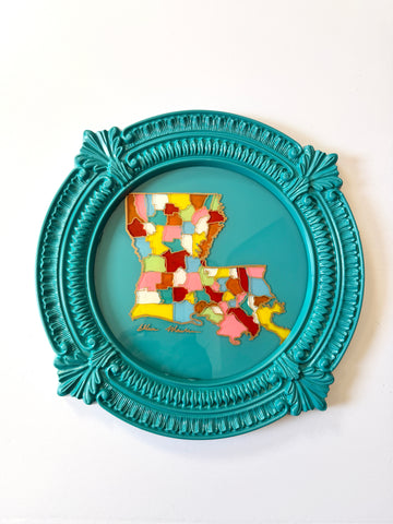 Large Round Louisiana Map Paintings (Multiple Color Options)