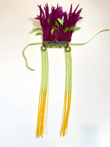 MardiGras Colors Tie Around Headdress