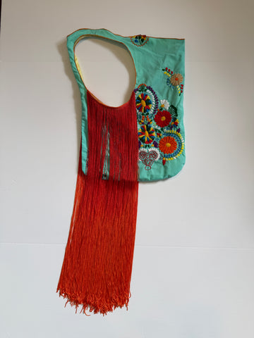Aqua Embroidered Carnival Bag