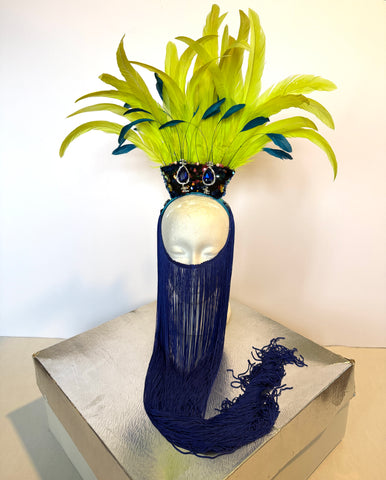 Neon Chartreuse and Blue Headband Headdress