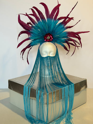 Turquoise and Mauve Headband Headdress