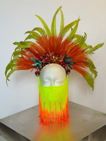 Neon Chartreuse and Orange  Headband Headdress