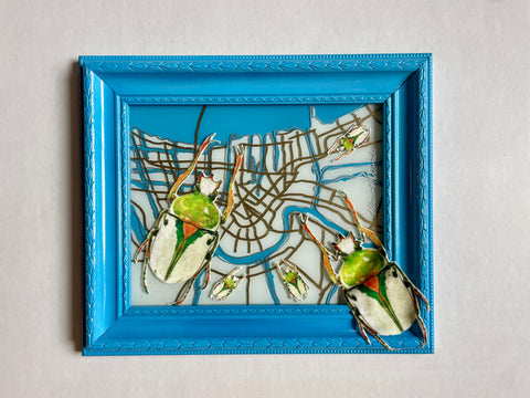 New Orleans Map with Beetles