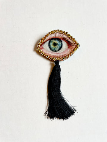 Black Tassel Eye Brooch/Ornament