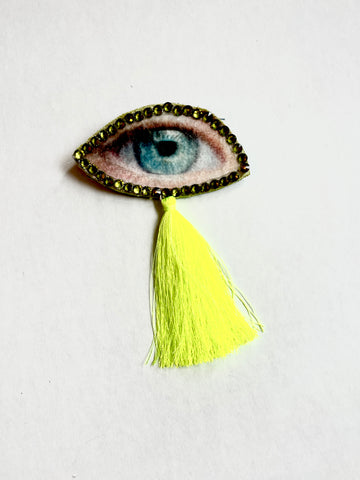 Neon Yellow Tassel Eye Brooch/Ornament