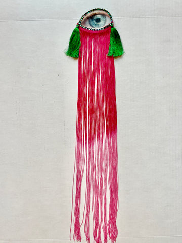 Pink Ombre Fringe Eye Brooch/Ornament