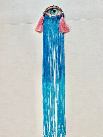 Blue Ombre Fringe Eye Brooch/Ornament