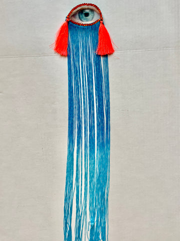 Blue Ombre Fringe Eye Brooch/Ornament