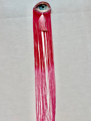 Pink Ombre Fringe Eye Brooch/Ornament