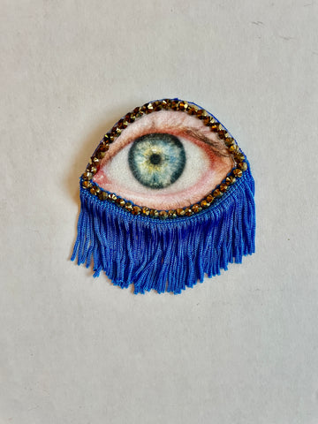 Blue Fringe Eye Brooch/Ornament