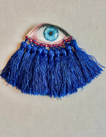 Blue Tassels Eye Brooch/Ornament