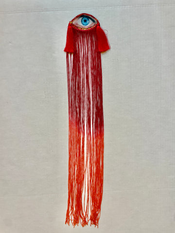 Red Ombre Fringe Eye Brooch/Ornament