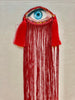 Red Ombre Fringe Eye Brooch/Ornament