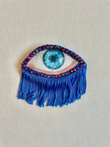 Blue Fringe Eye Brooch/Ornament