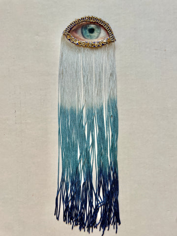 Blue Ombre Fringe Eye Brooch/Ornament