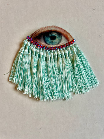 Aqua Tassels Eye Brooch/Ornament