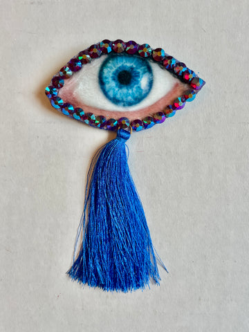 Blue Tassel Eye Brooch/Ornament