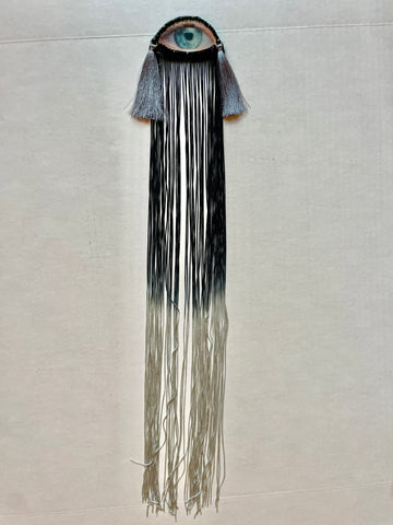 Black/Grey Ombre Fringe Eye Brooch/Ornament