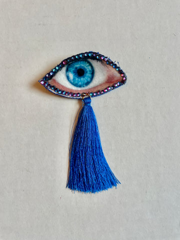 Blue Tassel Eye Brooch/Ornament