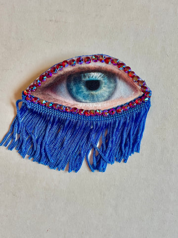 Blue Fringe Eye Brooch/Ornament