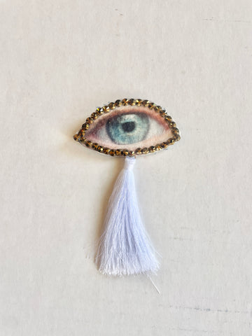 WhiteTassel Eye Brooch/Ornament