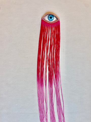 Pink Ombre Fringe Eye Brooch/Ornament