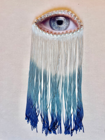 Blue Ombre Fringe Eye Brooch/Ornament