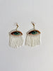 Velvet Eye Earrings with Swarovski Crystals and Short Fringe (Click for Multiple Color Choices)