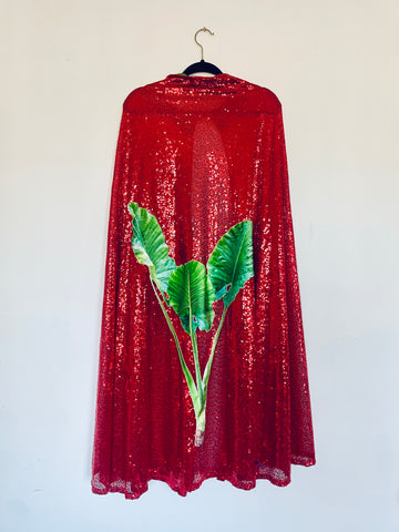 Topical Red Sequin Cape