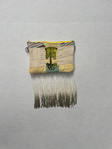 Yellow Skeleton Quilted Clutch Ombre Fringe