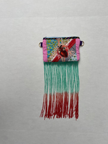 Heart Quilted Clutch Ombre Fringe