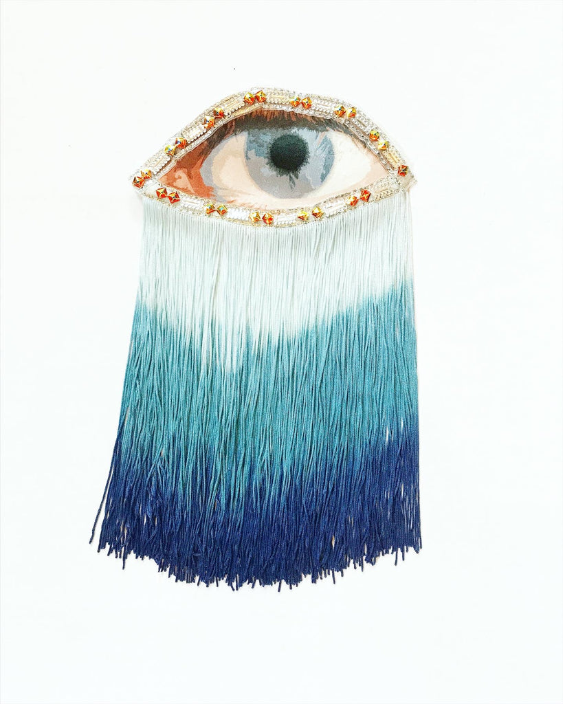 Eye Appliqué with Blue Ombre Fringe