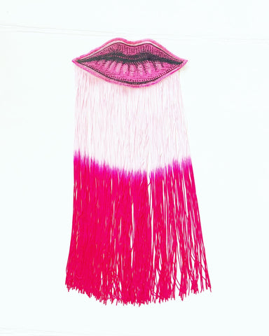 Lip Appliqué with Pink Ombre Fringe