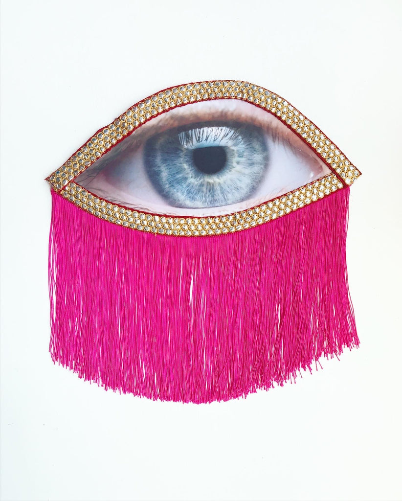 Eye Appliqué with Pink Fringe