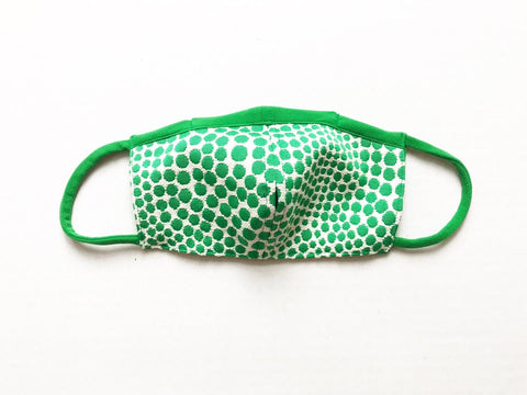 Green and White Face Mask with Straw Hole