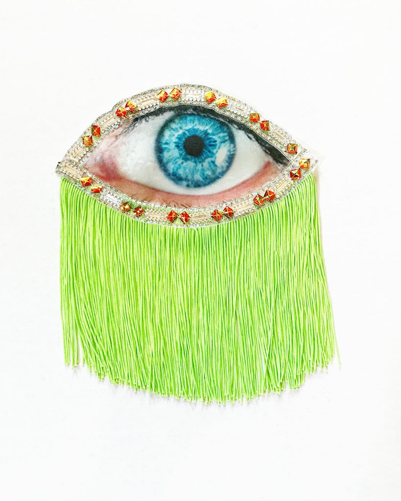 Eye Appliqué with Neon Green Fringe