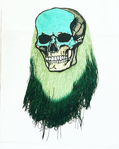 Skull Appliqué with Green Ombre Fringe