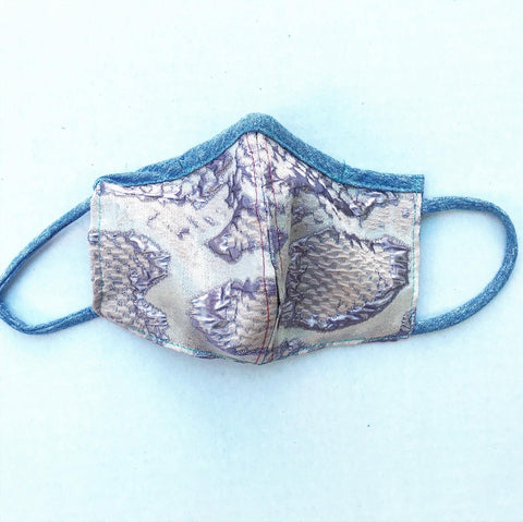 Snake Skin Silk Brocade Face Mask with Straw Hole